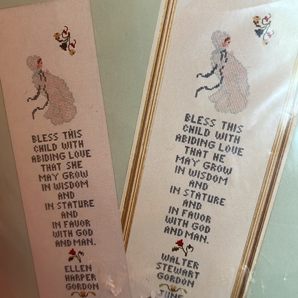 Vintage Carolina Cross Stitch “Bless This Child” New 1980s Bell Pull or Picture
